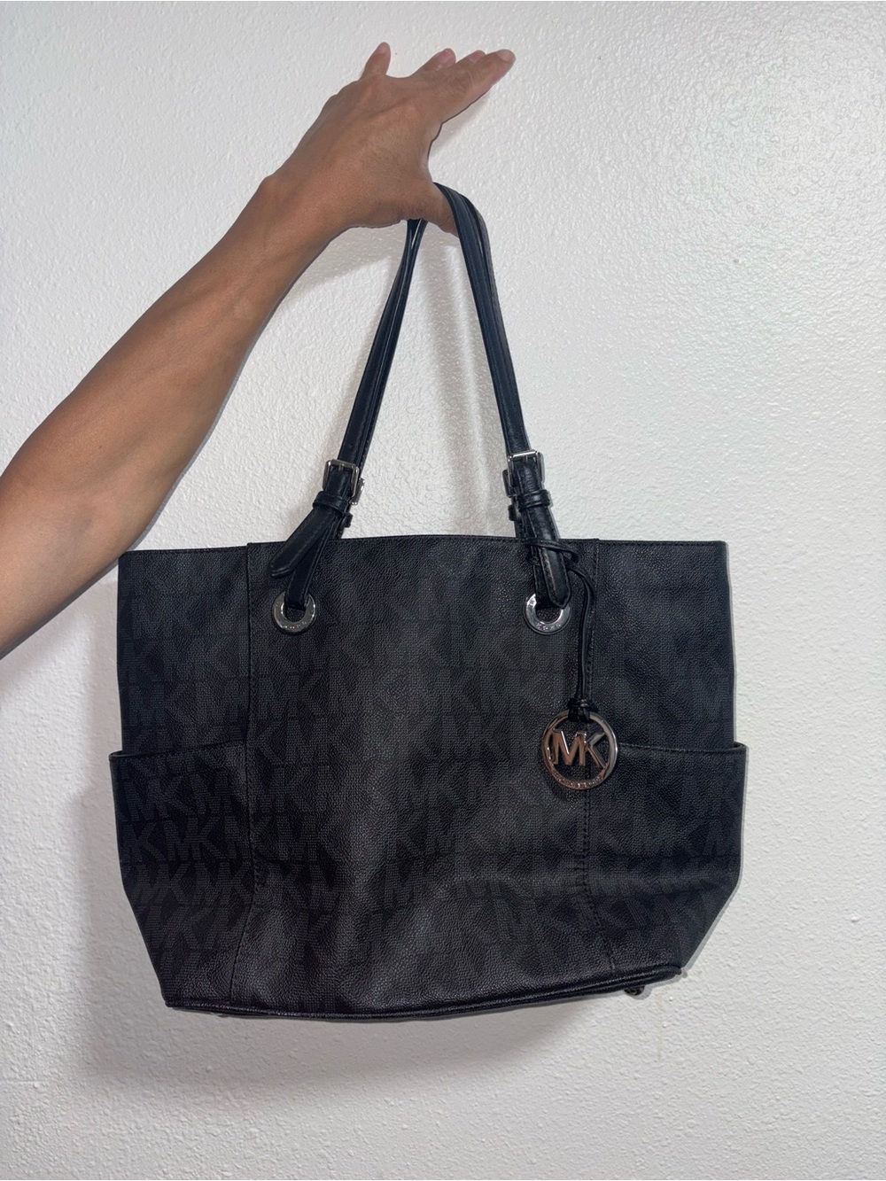 Michael Kors Black Signature MK Large Tote Shoulder Bag